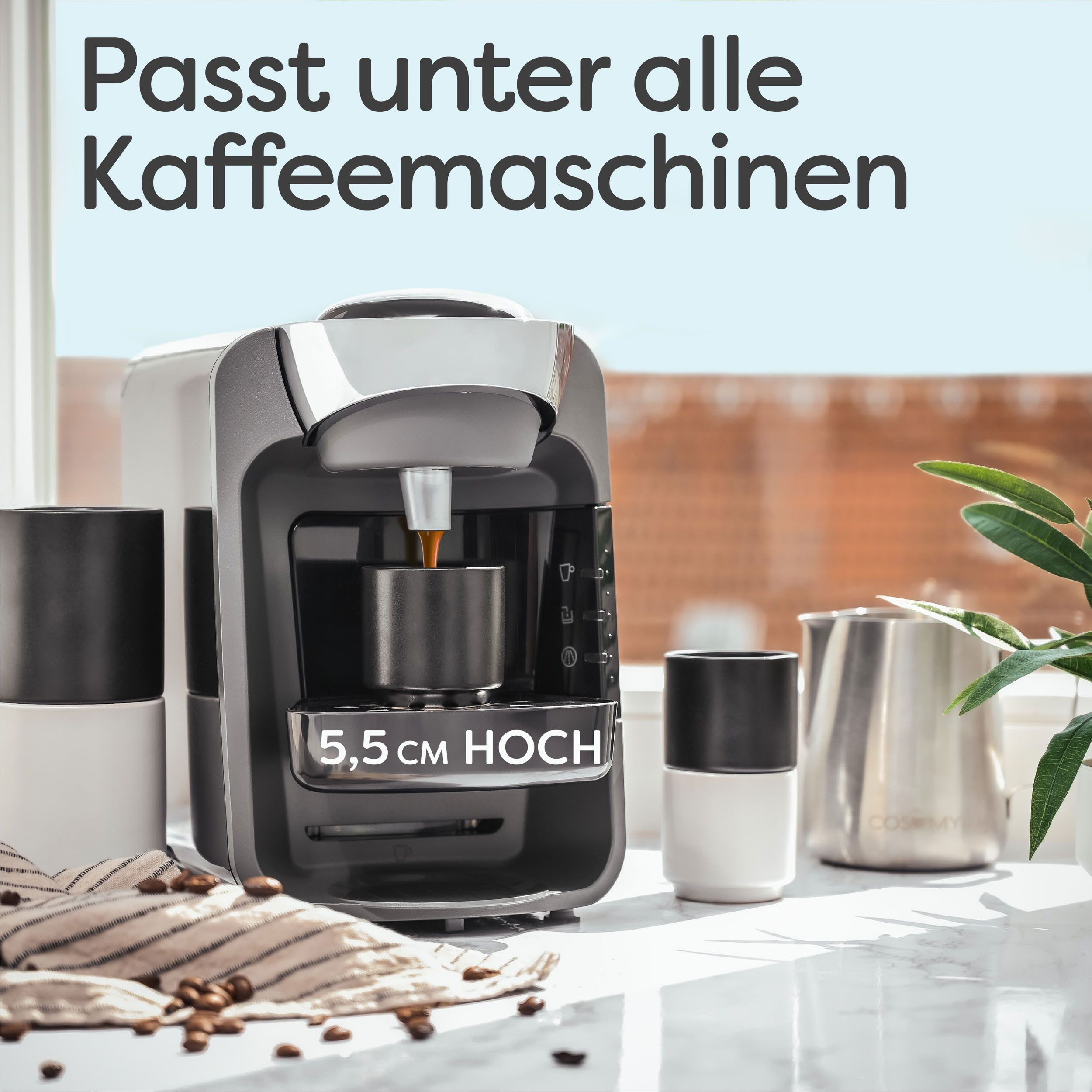 Cosumy Espressotasse Espressotassen Schwarz 4er Set aus Keramik - Stapelbares Design, 4-tlg., Keramik, 70ml