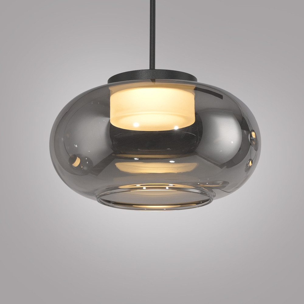 SCHÖNER WOHNEN-Kollektion LED Pendelleuchte LED Pendellampe SIA, höhenverstellbar, 1x LED Board 4,5 W, warmweiß, Rauchglas, höhenverstellbar, Lichtfarbe warmweiß