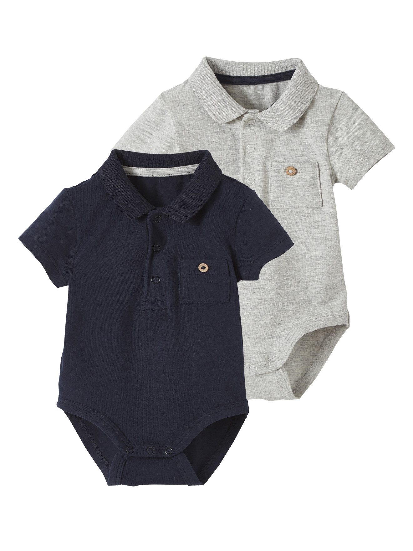 Blusentop 2er-Pack Baby Bodys für Neugeborene, Polokragen