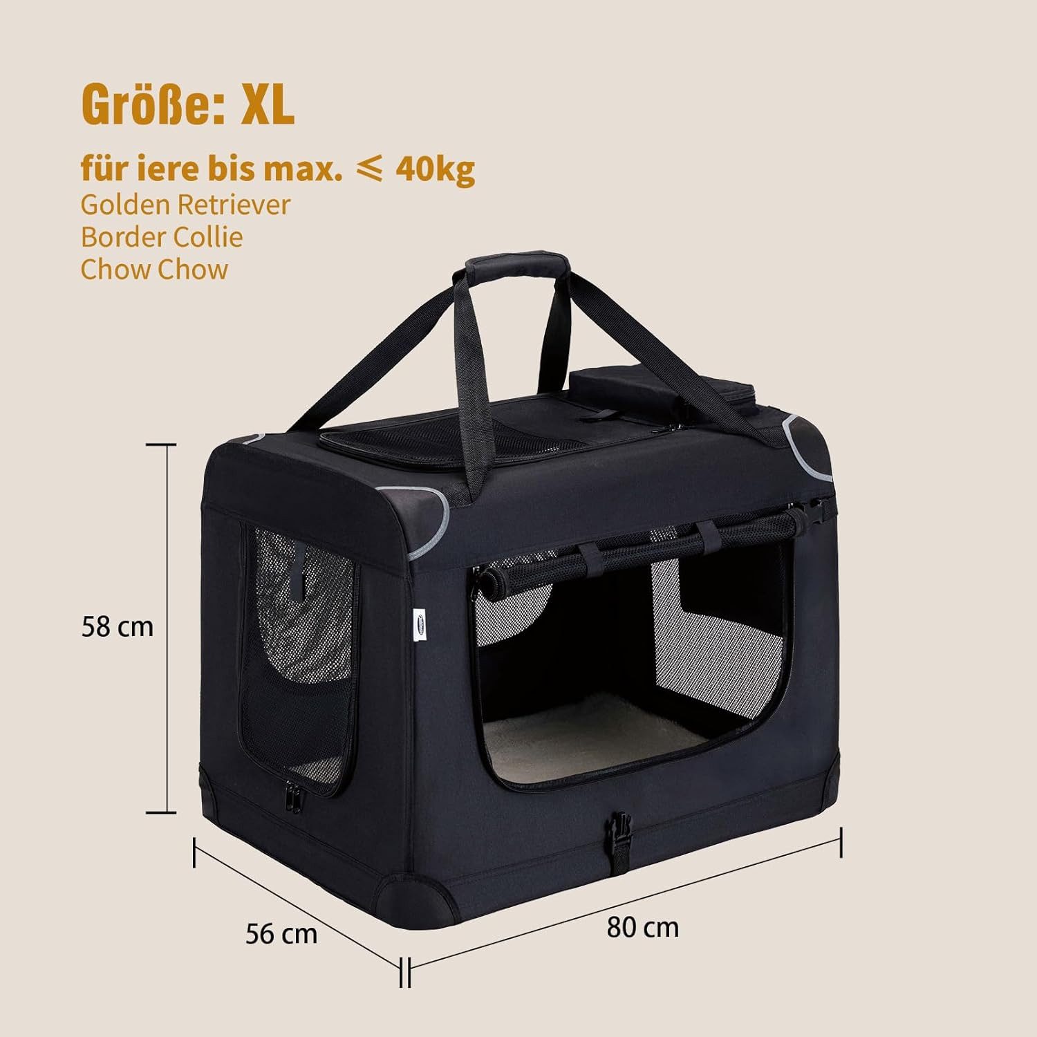 Zedelmaier Tiertransporttasche Transportbox, Faltbar Hundetransportbox, Katzenbox, Inkl.2 Rollen Hundekotbeutel, 1 faltbarer Napf, 2 praktische Beutel
