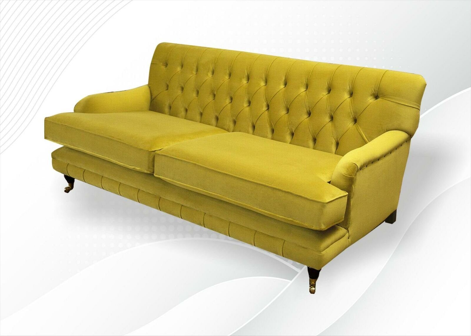 Zweisitzer Made Europe Modernes Luxus in JVmoebel Gelber Design Chesterfield-Sofa Couch, Chesterfield
