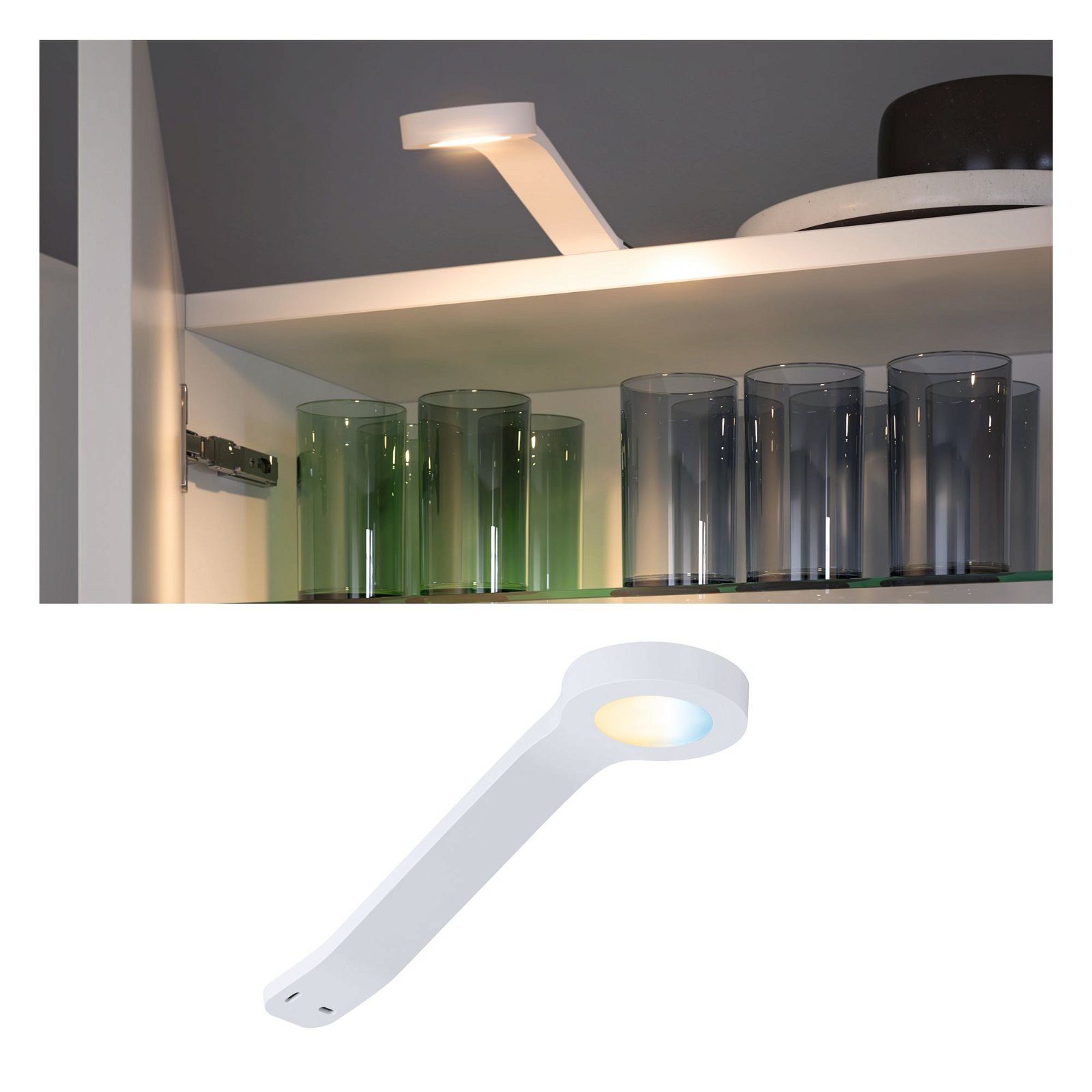 Paulmann Unterschrankleuchte Clever Connect Spot Mike 2W 2700-6500K 12V Chrom matt/Kunststoff, LED fest integriert, Tageslichtweiß, tunable White