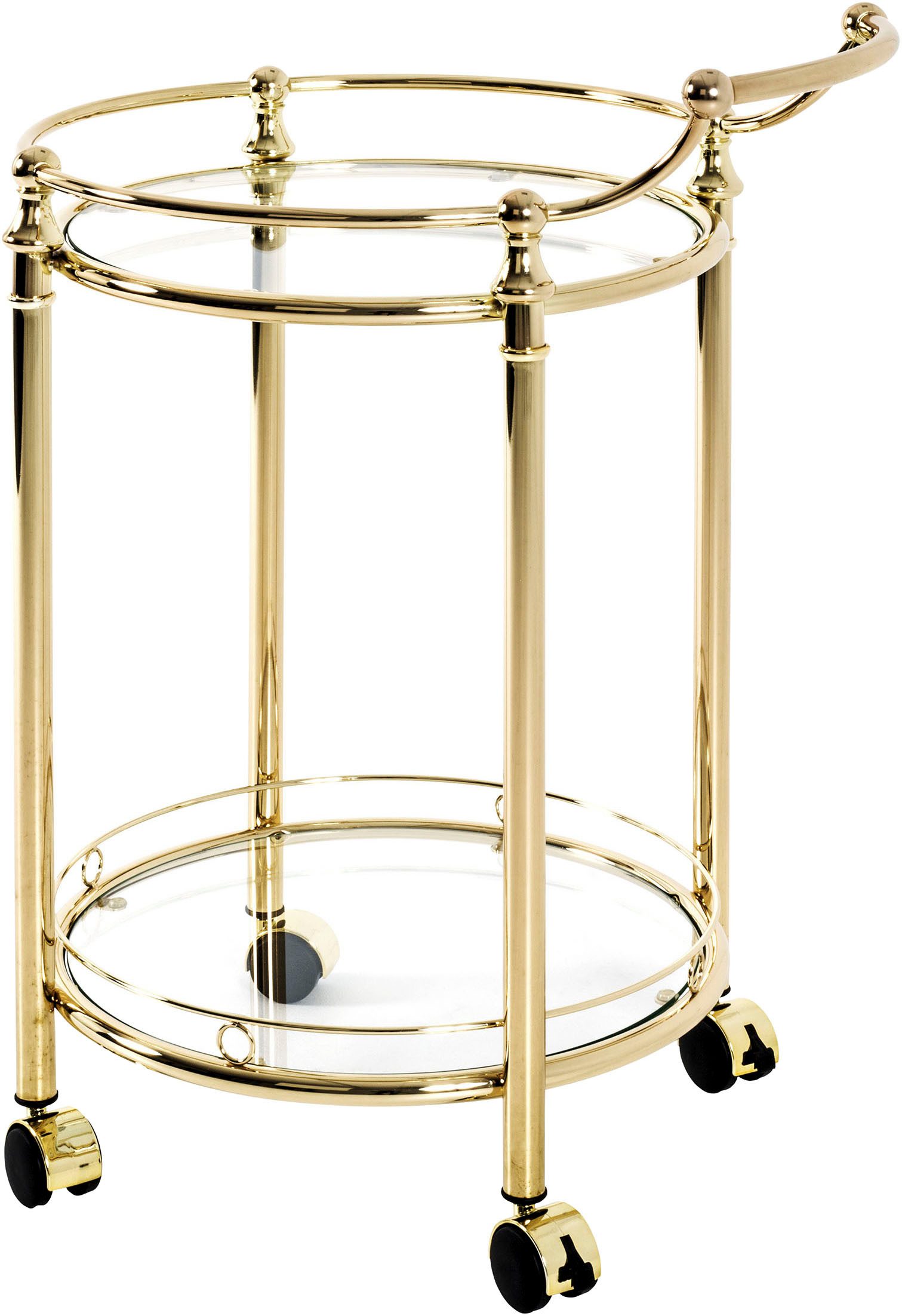 HAKU Servierwagen Dinett, Kaffeetisch, Küchenwagen, Serviertisch, Teewagen, Trolley, (1 St), rund - aus Metall Gold - Ø/H /79 cm