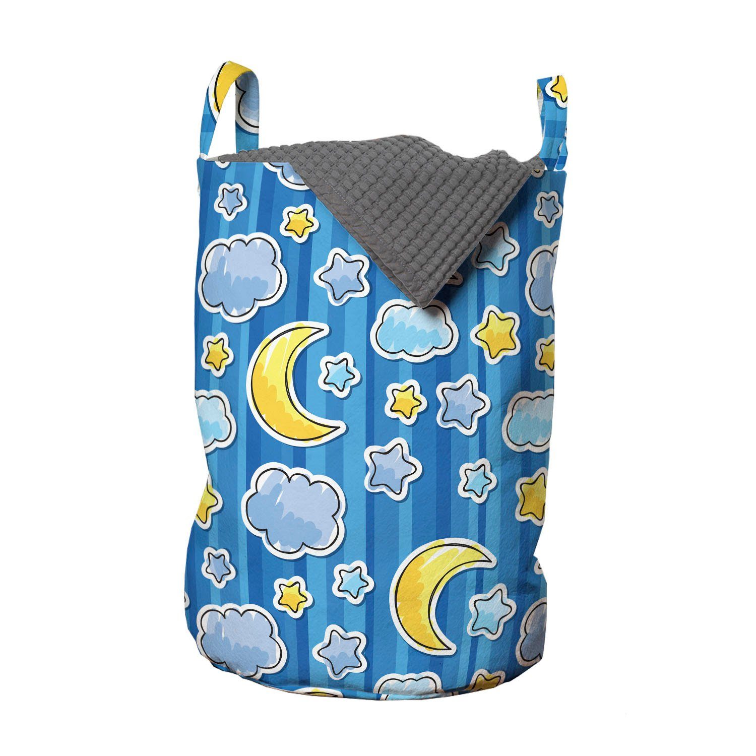 Abakuhaus Wäschesäckchen Wäschekorb mit Griffen Kordelzugverschluss für Waschsalons, Baby Zusammenfassung Mond und Wolken
