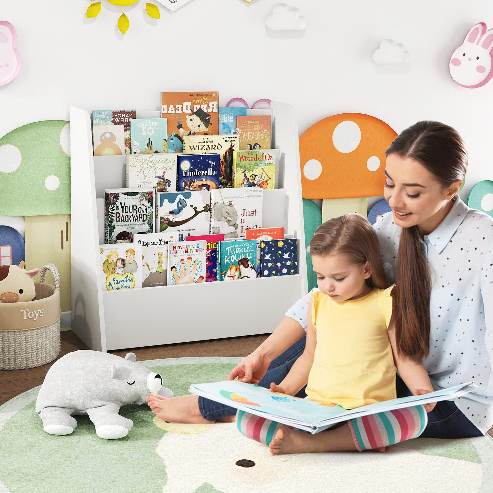 KOMFOTTEU Bücherregal, Hängefächerregal Kinderregal mit 4 günstig online kaufen
