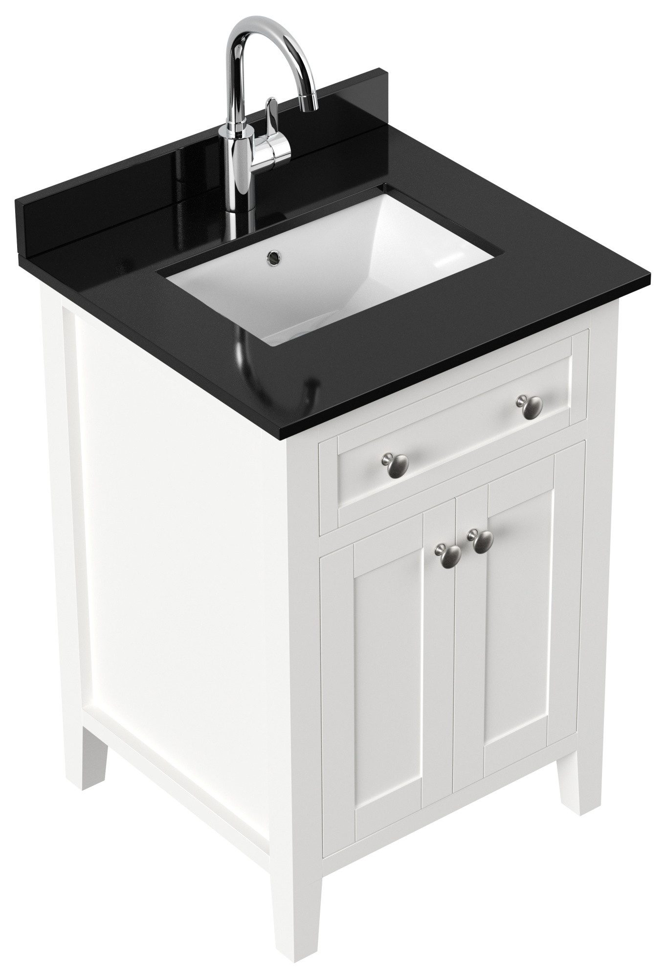 Magnolia Home Badmöbel-Set Landhaus Badmöbel-Set 2tlg Postigo 60 Quarz schwarz montiert weiss lac