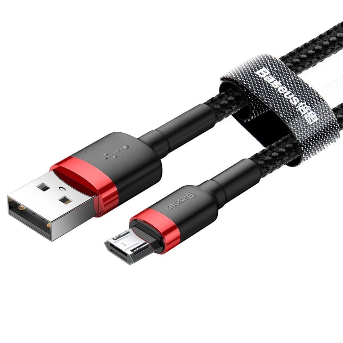 Baseus Cafule USB-Kabel, Micro-USB (300 cm), Strapazierfähiges 3m Kabel mit Nylongeflecht und Klettverschluss