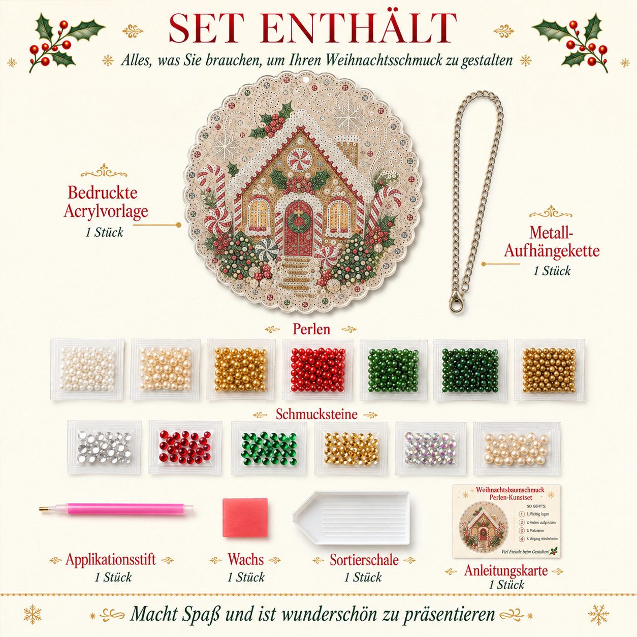 Sorvyzxn Weihnachtsfigur Strass Diamond Painting Set 25 × 25 cm, Weihnachts-Hängedeko, Mit Speziell Geformten Strasssteinen, Fensterdeko zum Aufhängen – Bild 3 von 5