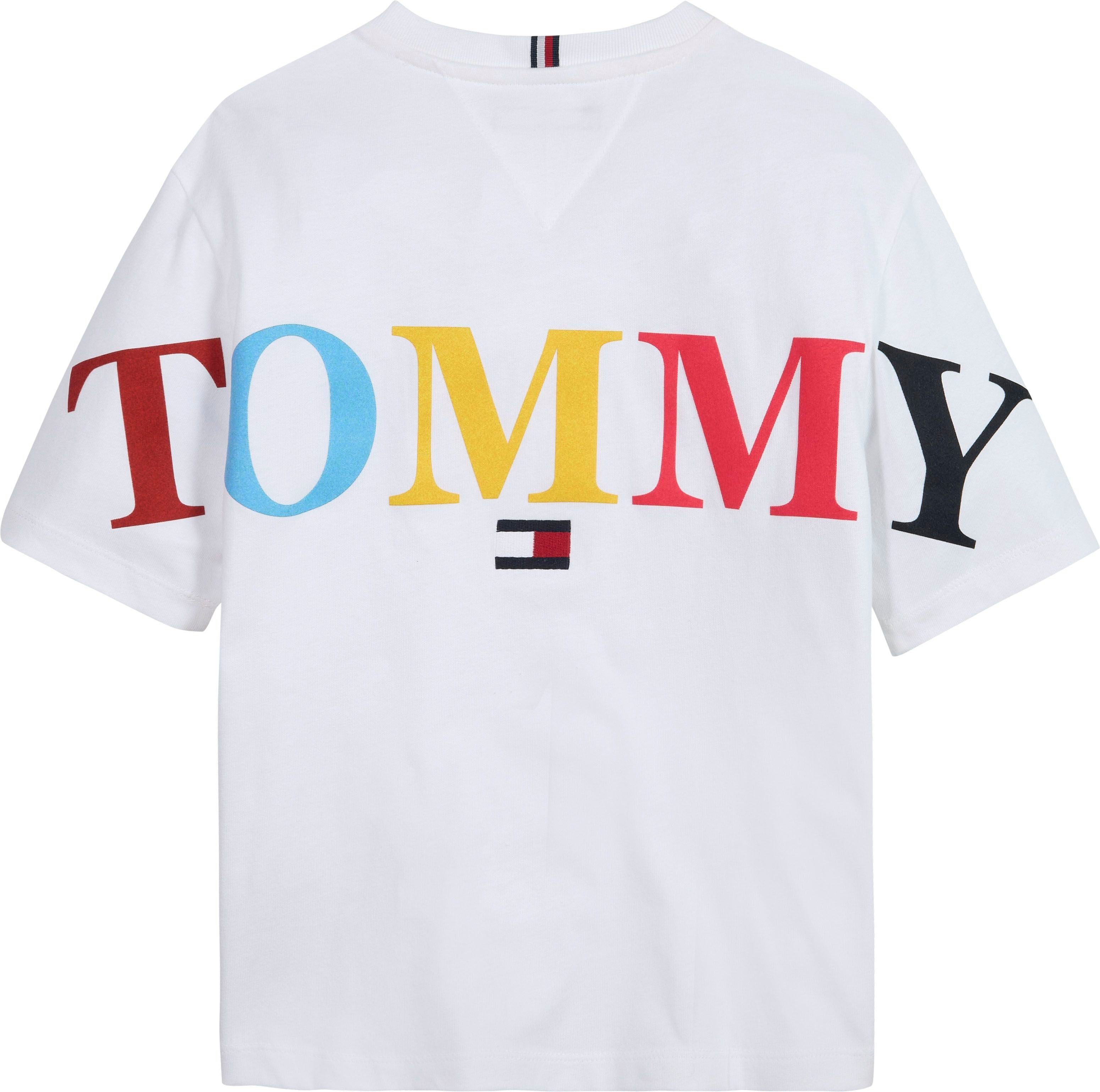 mit TEE T-Shirt Hilfiger BOLD S/S White Tommy Backprint LOGO TOMMY
