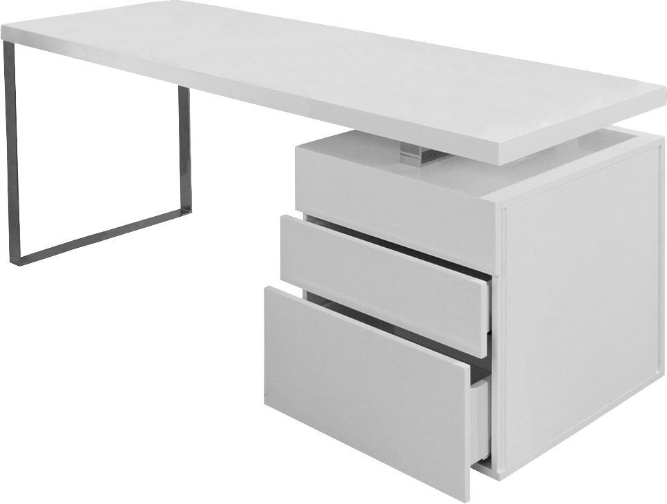 SalesFever Schreibtisch Varberg - Arbeitsplatz Deluxe Design-Laptoptisch, Mit praktischen 3 Schubladen-Container inklusive!