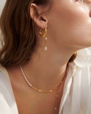 Pernille Corydon Perlenkette Seaside Halskette Damen 40-45 cm, Silber 925, 18 Karat vergoldet
