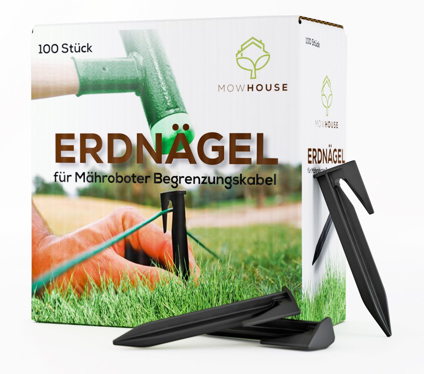 MOWHOUSE Erdnagel Mähroboter Haken Гвозди Set - 8,5 cm Heringe Erdnägel für Rasenroboter, 100-St.