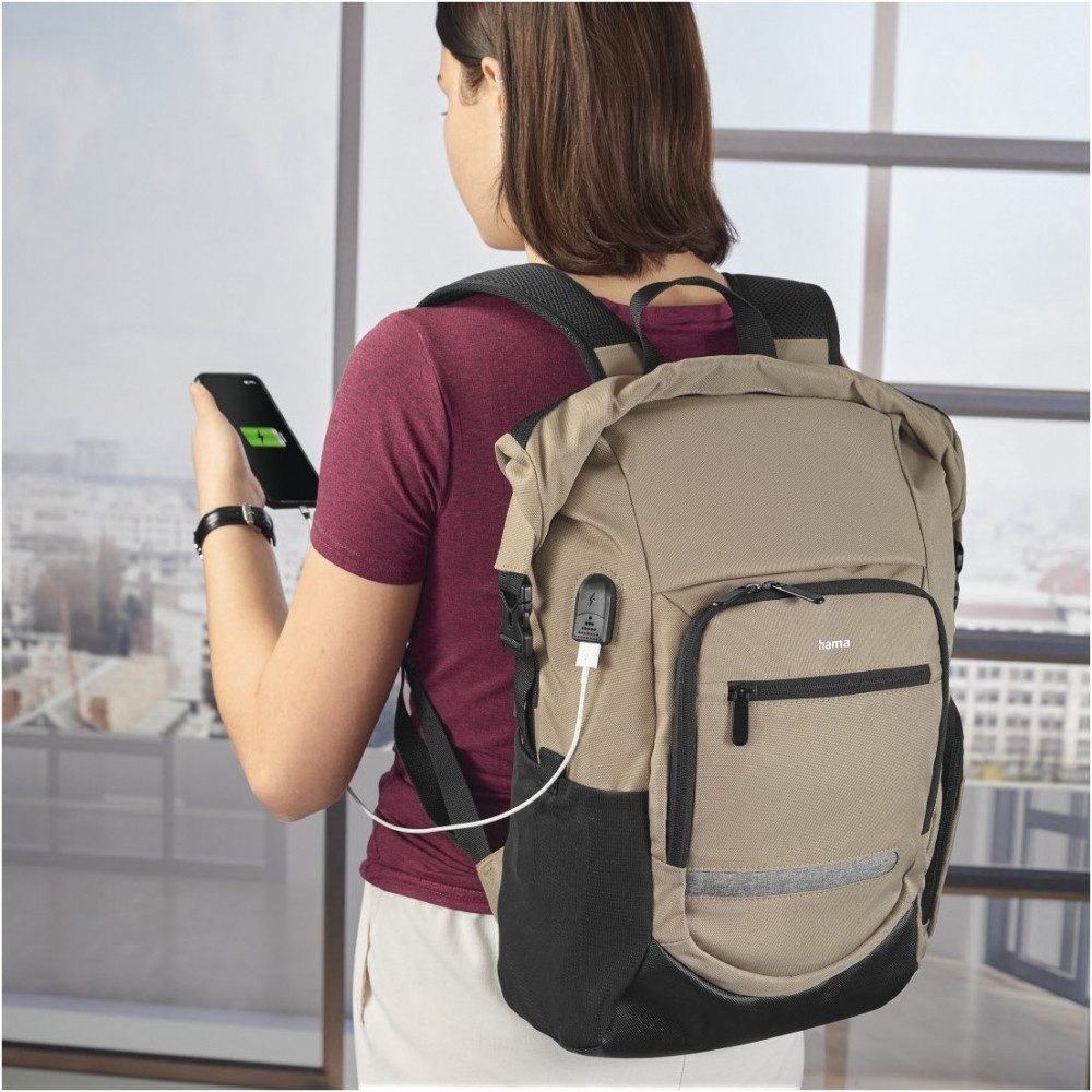 Hama Notebook-Rucksack Hama Laptop-Rucksack Terra beige für Laptops bis 15,6 Zoll. (Rucksack für Laptops bis 15,6 Zoll)