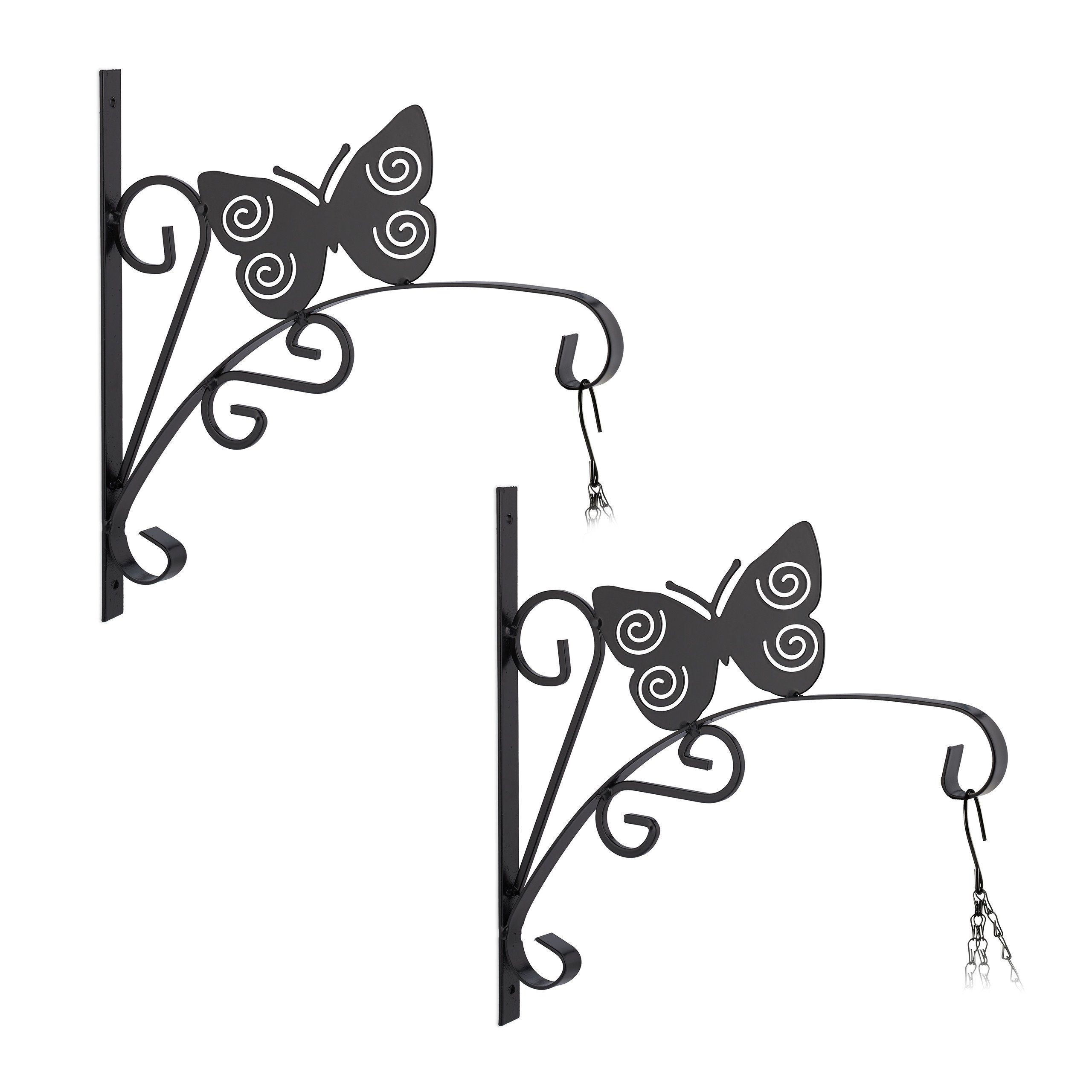 relaxdays Wandhaken 2x Blumenampelhalterung Schmetterling günstig online kaufen