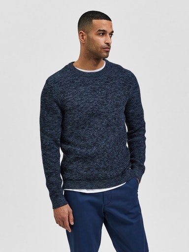 SELECTED HOMME Rundhalspullover SLHVINCE LS KNIT BUBBLE CREW NECK NOOS