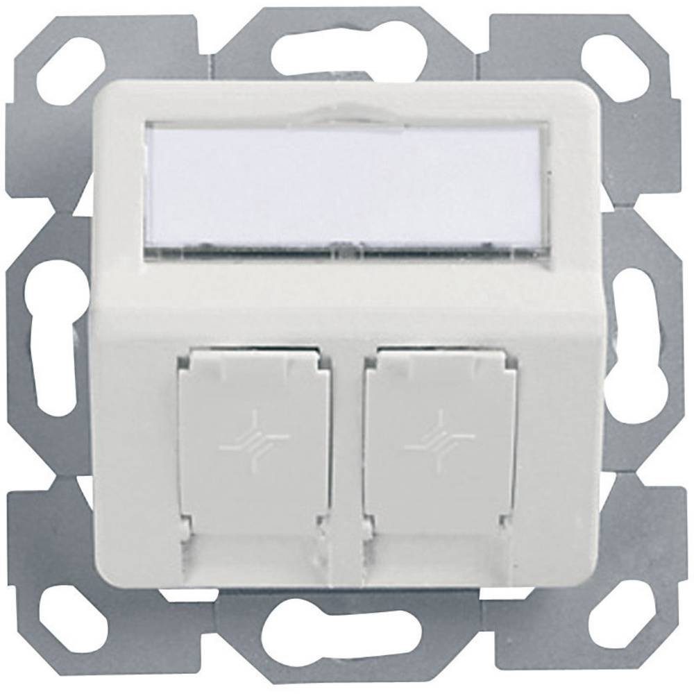 2 Port Unterputz-Netzwerkdose RAL 9003 unbestückt Netzwerk-Adapter