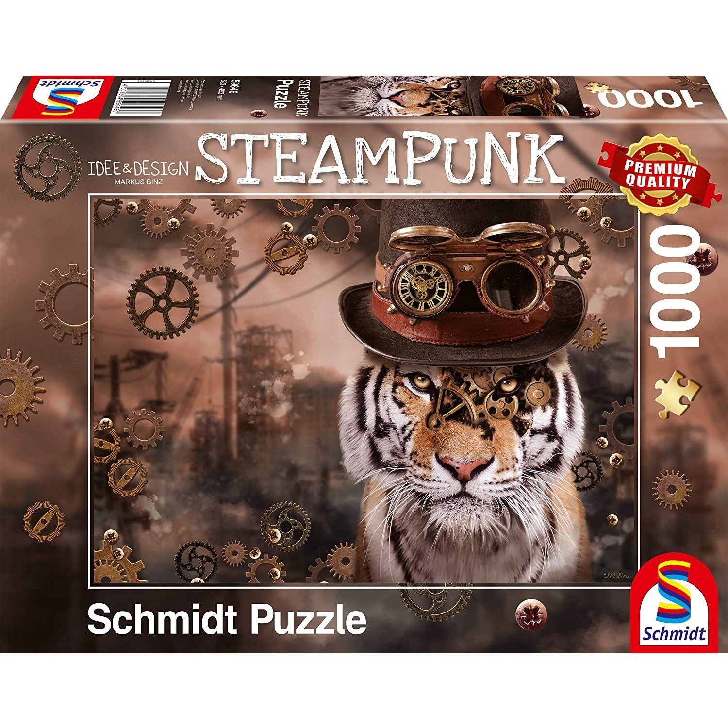 Schmidt Spiele Puzzle Schmidt - Markus Binz - Steampunk-Tiger, 1000 Puzzleteile, 1000 Teile Puzzle
