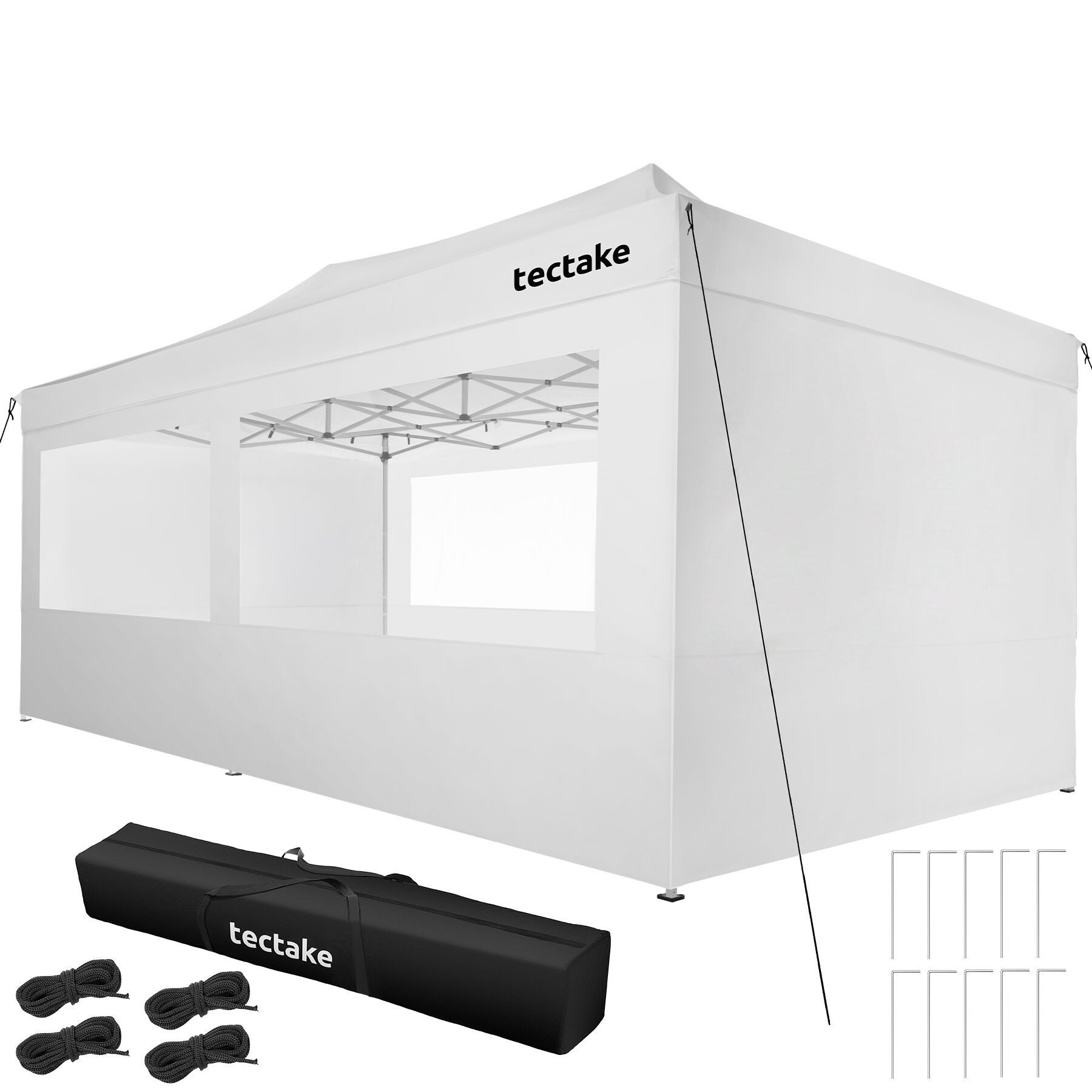 tectake Pavillon Faltpavillon Viola 3x 6m mit 4 Seitenteilen, mit 4 Seitenteilen