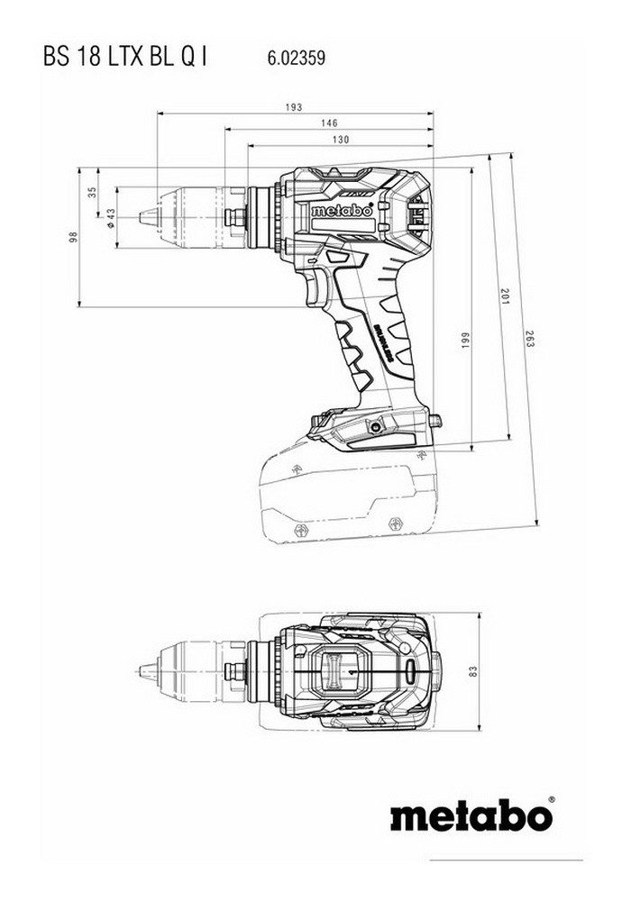 metabo Akku-Bohrschrauber BS 18 LTX BL Q I, 18 V, Ohne Akku in MetaBox
