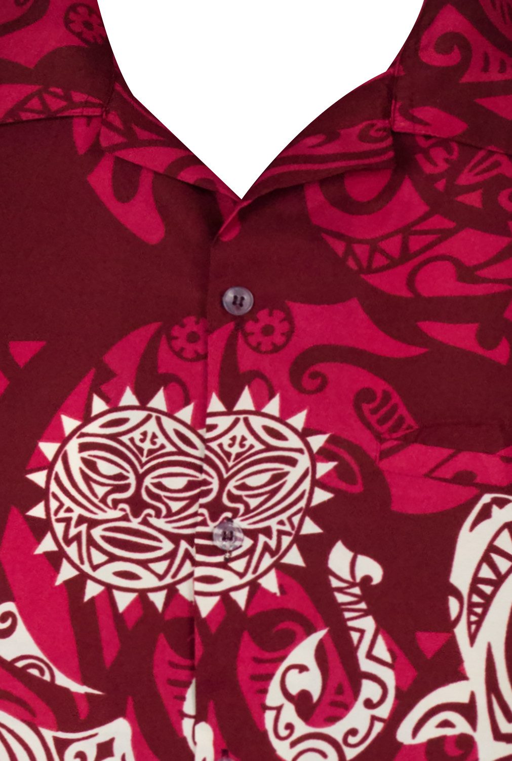 King Kameha Hawaiihemd Maori Chest Funky Hawaii-Hemd Herren Kurzarm Front-Tasche Unisex