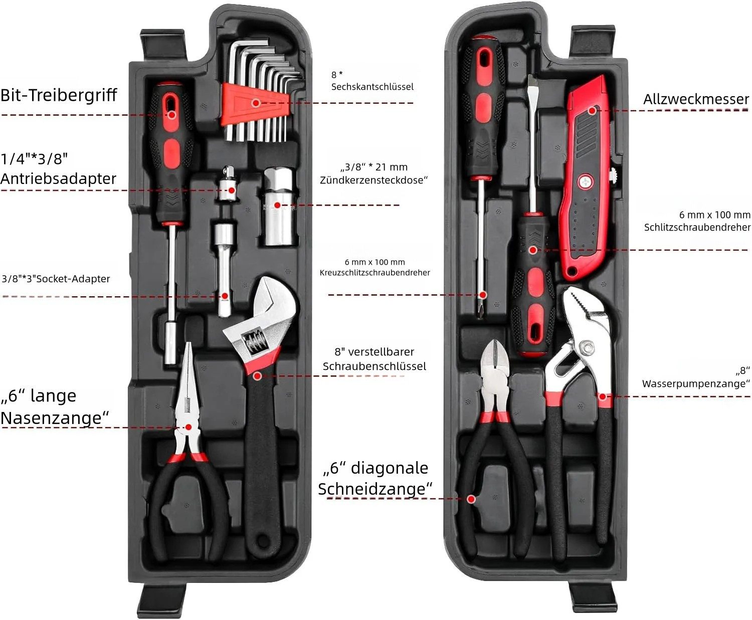 TLGREEN Werkzeugset 95-tlg Werkzeugkoffer,Steckschlüsselsatz, (Werkzeugset günstig online kaufen