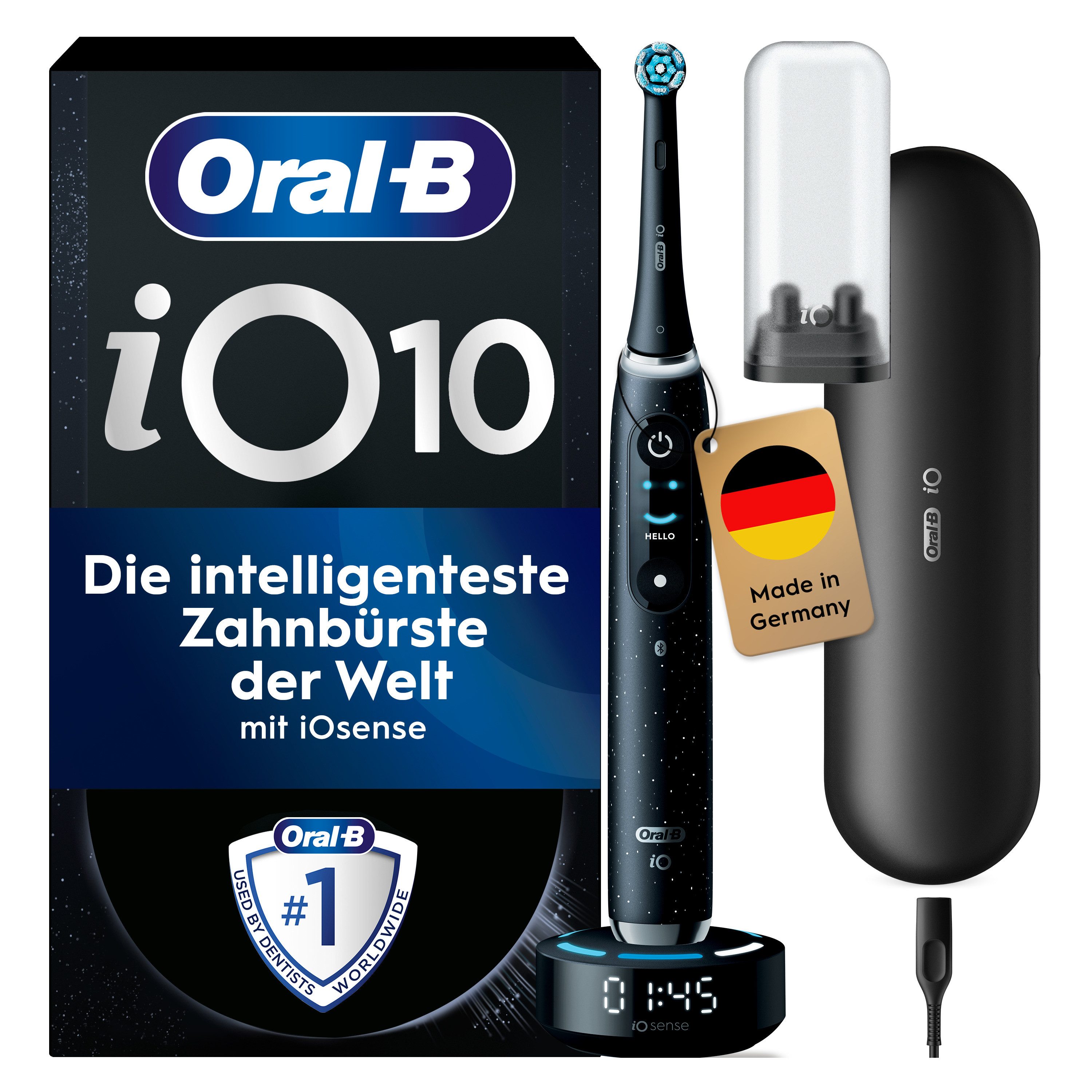 Oral-B Elektrische Zahnbürste iO 10, Aufsteckbürsten: 1 St., Magnet-Technologie, iOsense, 7 Putzmodi, Farbdisplay & Lade-Reiseetui