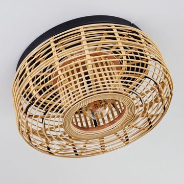 hofstein Deckenleuchte »Padra« runde Vintage aus Rattan/Kunststoff in Braun/Schwarz, ohne Leuchtmittel, Schirm Ø44cm, 1xE27, Leuchte im Retro Design