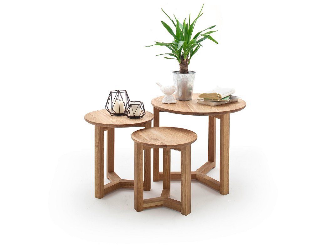 MCA furniture Couchtisch Couchtisch Set Sinio, 3-teilig, Asteiche massiv, Ø50/Ø45/Ø32, (Set), 3-teiliges Set