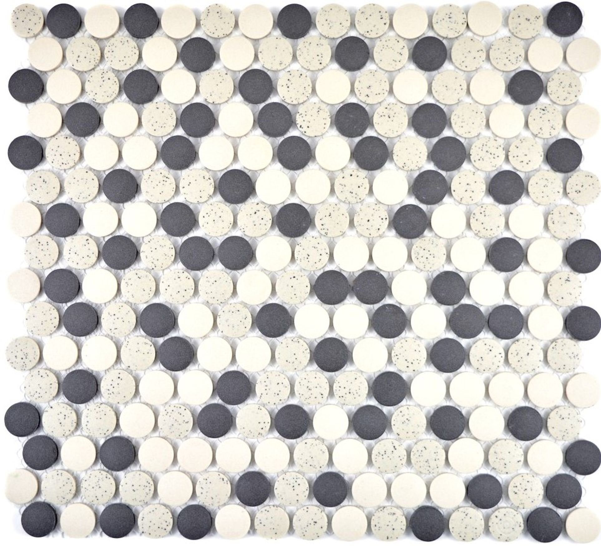 schwarz Mosani matt Mosaikmatten Mosaikfliesen / 10 Keramikmosaik mix beige Bodenfliese