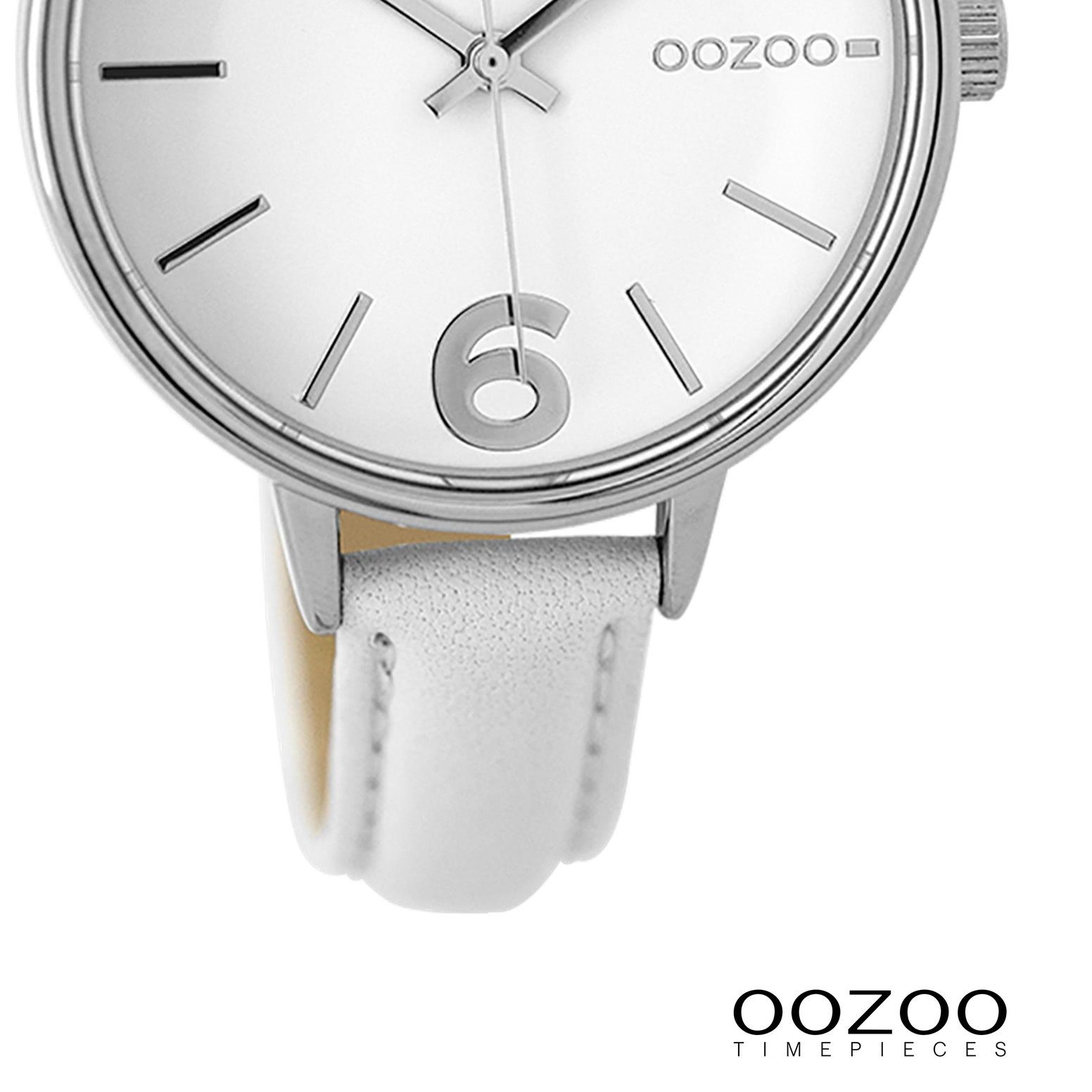 Quarzuhr OOZOO Armbanduhr Fashion-Style mittel Damen Timepieces Lederarmband, (ca. Oozoo rund, 38mm) 38mm, Damenuhr