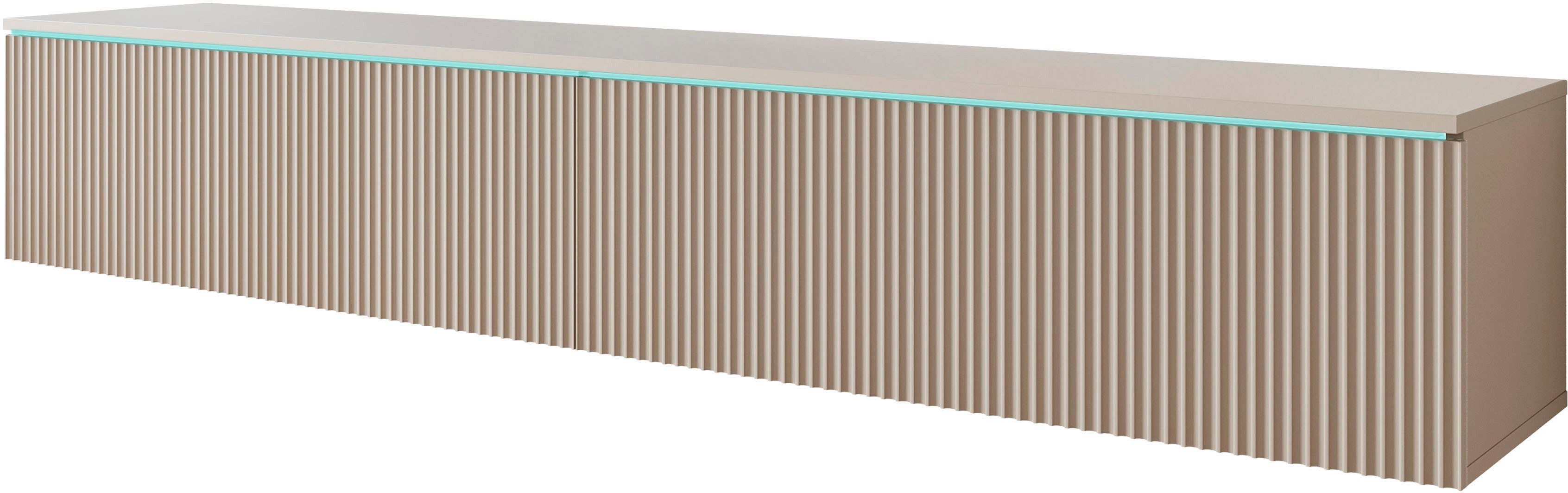 Home affaire Lowboard Vera, wahlweise mit oder ohne Beleuchtung, gefräste MDF Front mit 3D Effekt, stehend und hängend montierbar