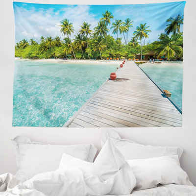 Wandteppich aus Weiches Mikrofaser Stoff Für das Wohn und Schlafzimmer, Abakuhaus, rechteckig, Tropisch Malediven-Insel-Strand