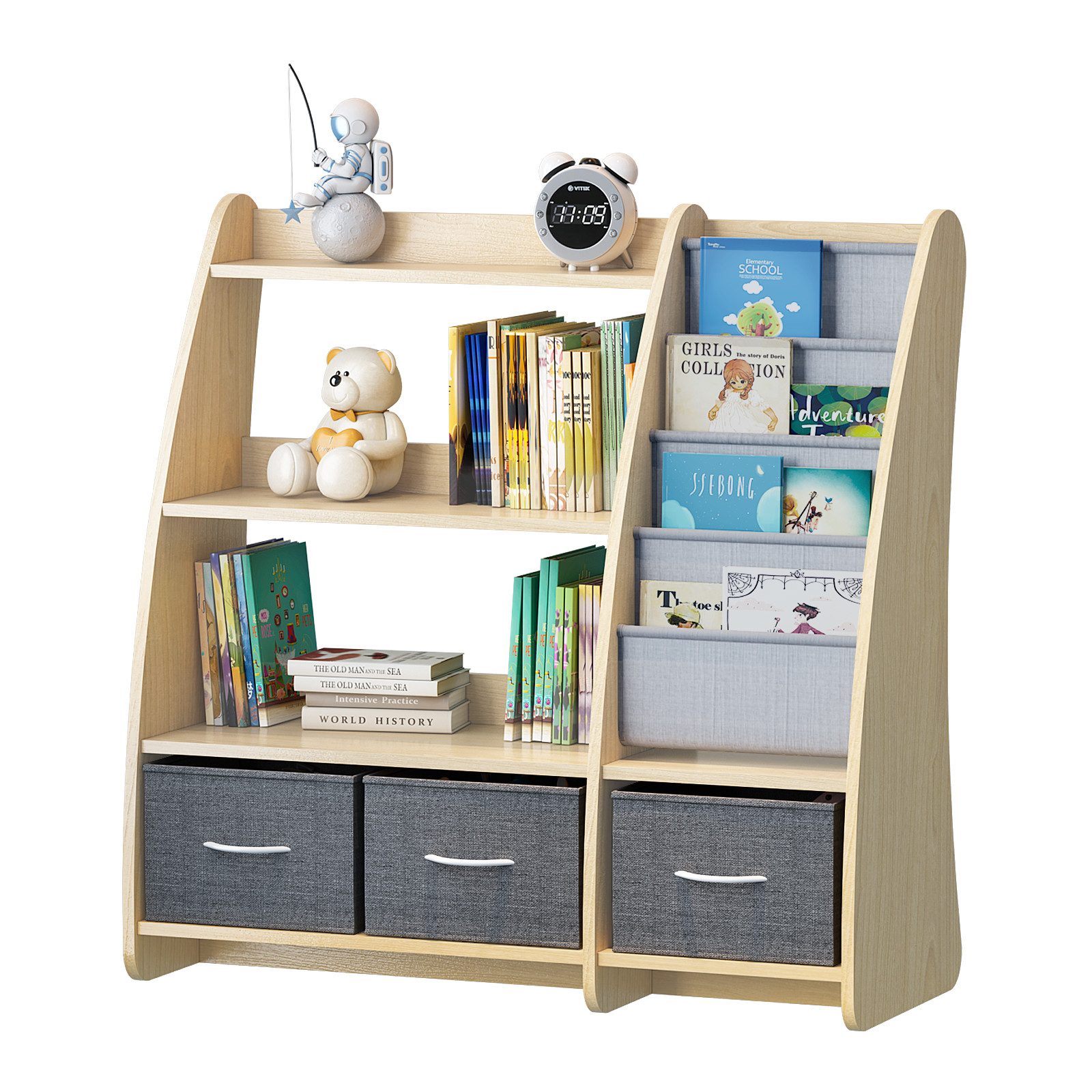 radelldar Spielzeugtruhe Kinderregal Bücherregal, mit 3 Aufbewahrungsboxen günstig online kaufen