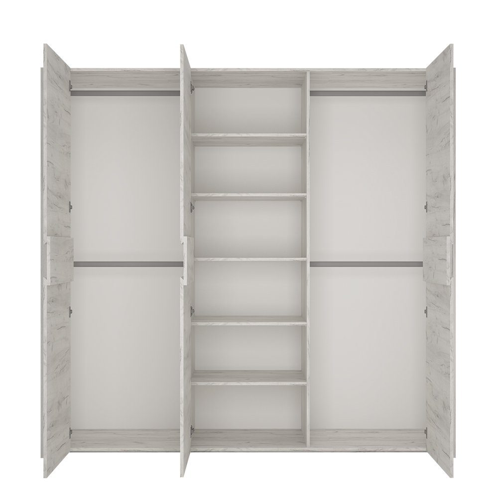 Lomadox Kleiderschrank AMANTEA-129 3-türig, 220cm breit, Craft Eiche weiß