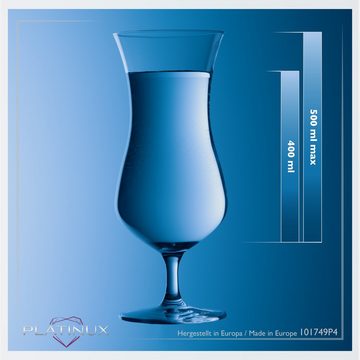 PLATINUX Cocktailglas Große Cocktailgläser, Crystalline Glas, 400ml (max. 500ml) Longdrinkgläser Eiskaffeegläser Hurricane Gläser