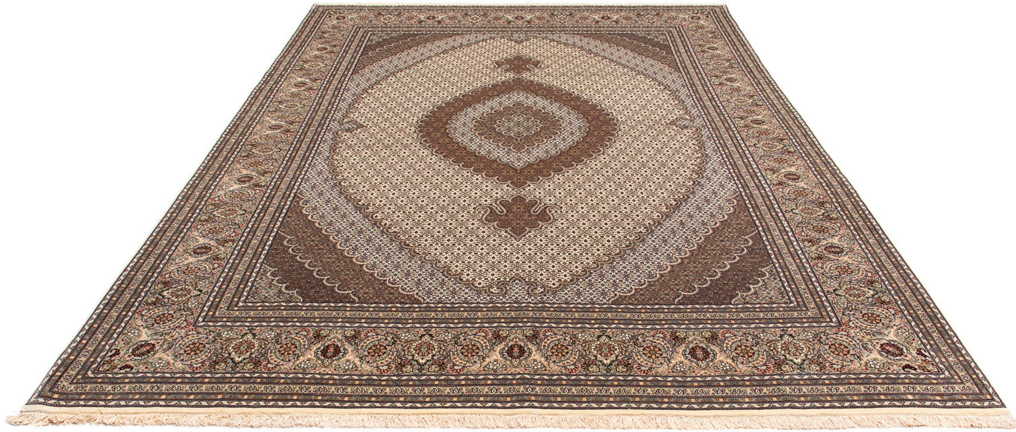 Orientteppich Perser - Täbriz - 350 x 252 cm - hellbraun, morgenland, rechteckig, Höhe: 10 mm, Wohnzimmer, Handgeknüpft, Einzelstück mit Zertifikat