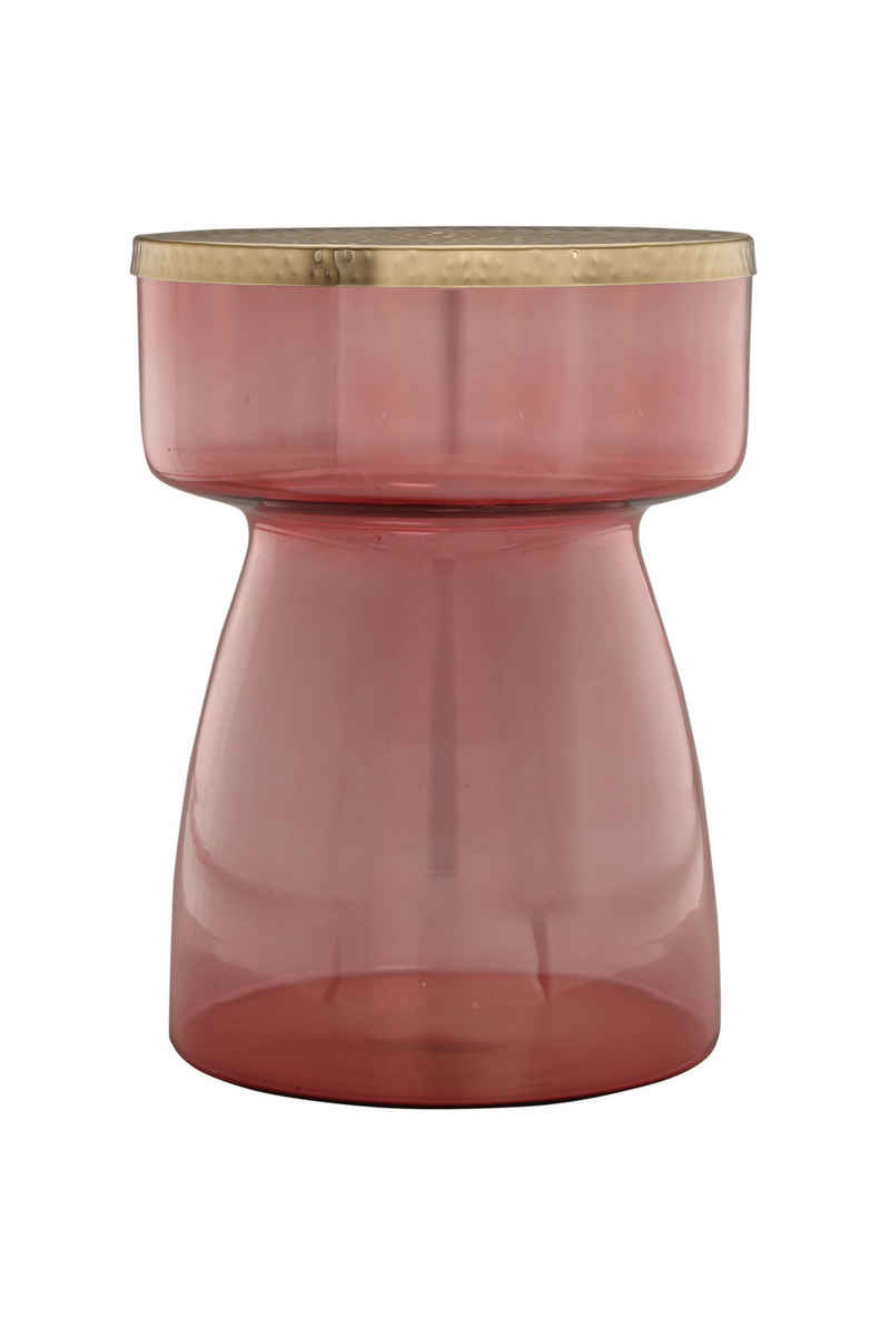 Qiyano Beistelltisch Stilvoller Couchtisch Tepura Rosa - Metall, Rund, Ablage