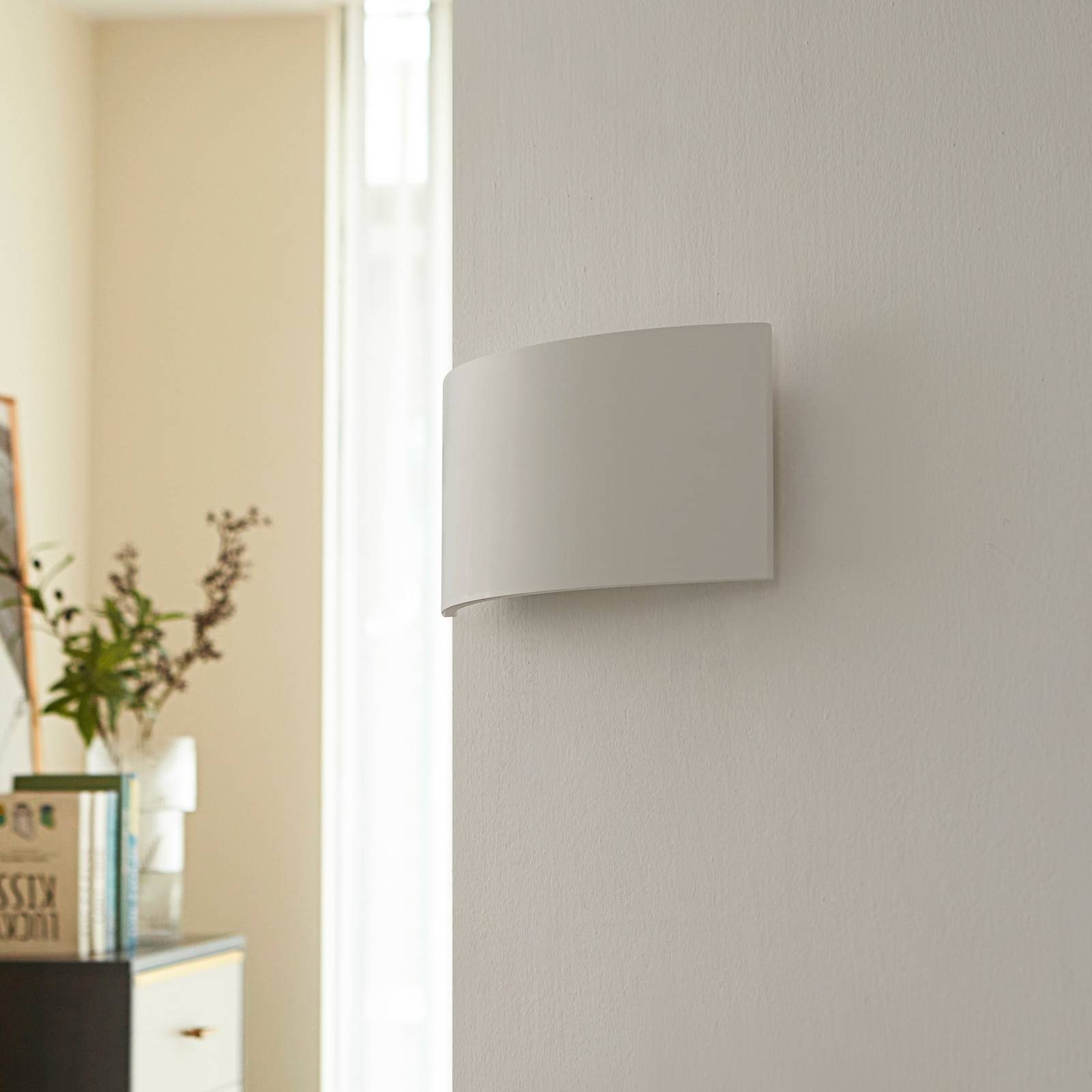Lindby Wandleuchte Naike, Gips Weiß IP20, 2 x 20 W