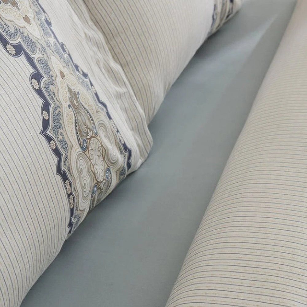 Karaca Bettwäsche Karaca Lemy Bettwäsche-Set aus 100 % Baumwoll-Satin, Doppelbett, Blau