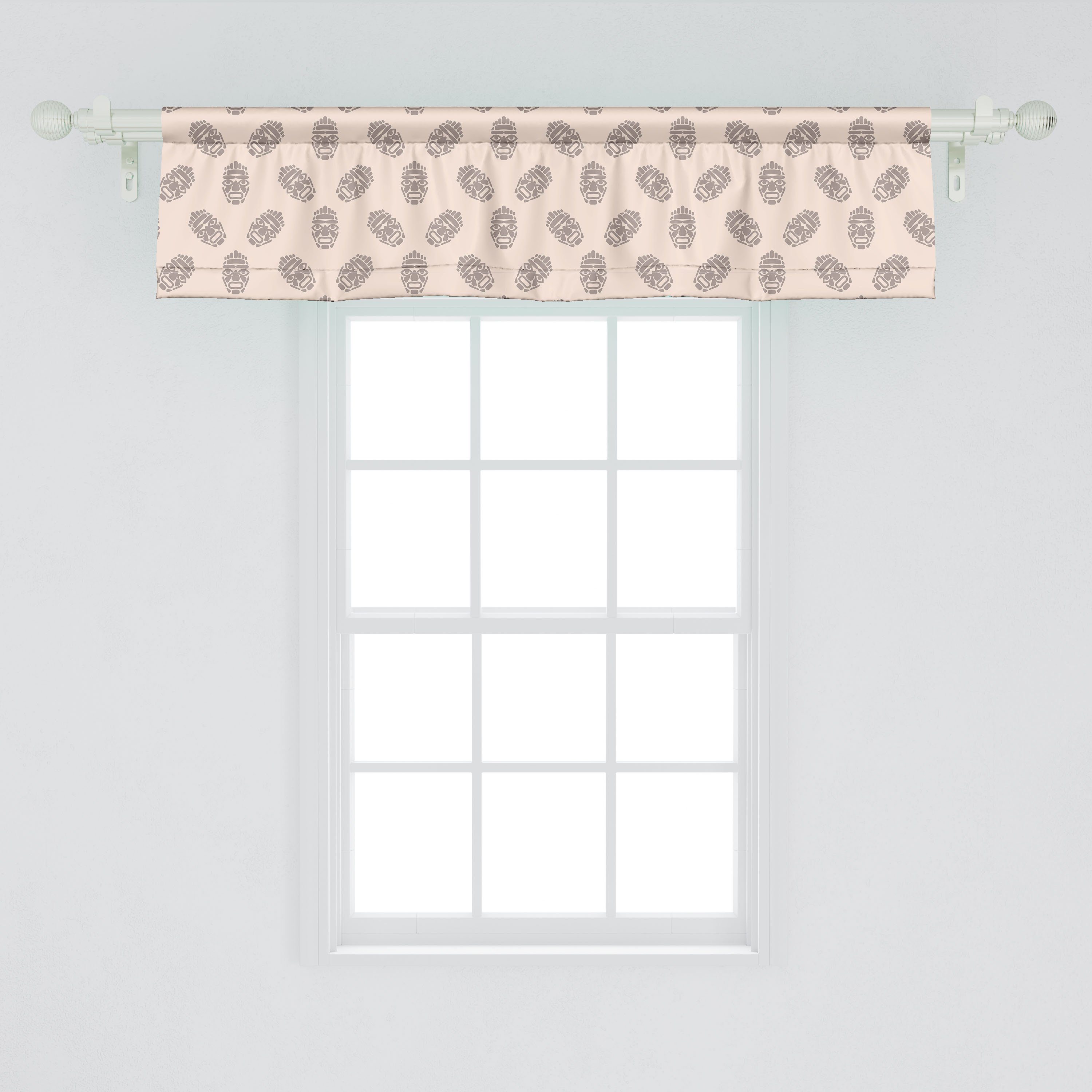 Vorhang Dekor Masken-Muster Scheibengardine Volant Schlafzimmer Microfaser, Hawaiian für Abakuhaus, Stangentasche, Küche Tiki Luau mit