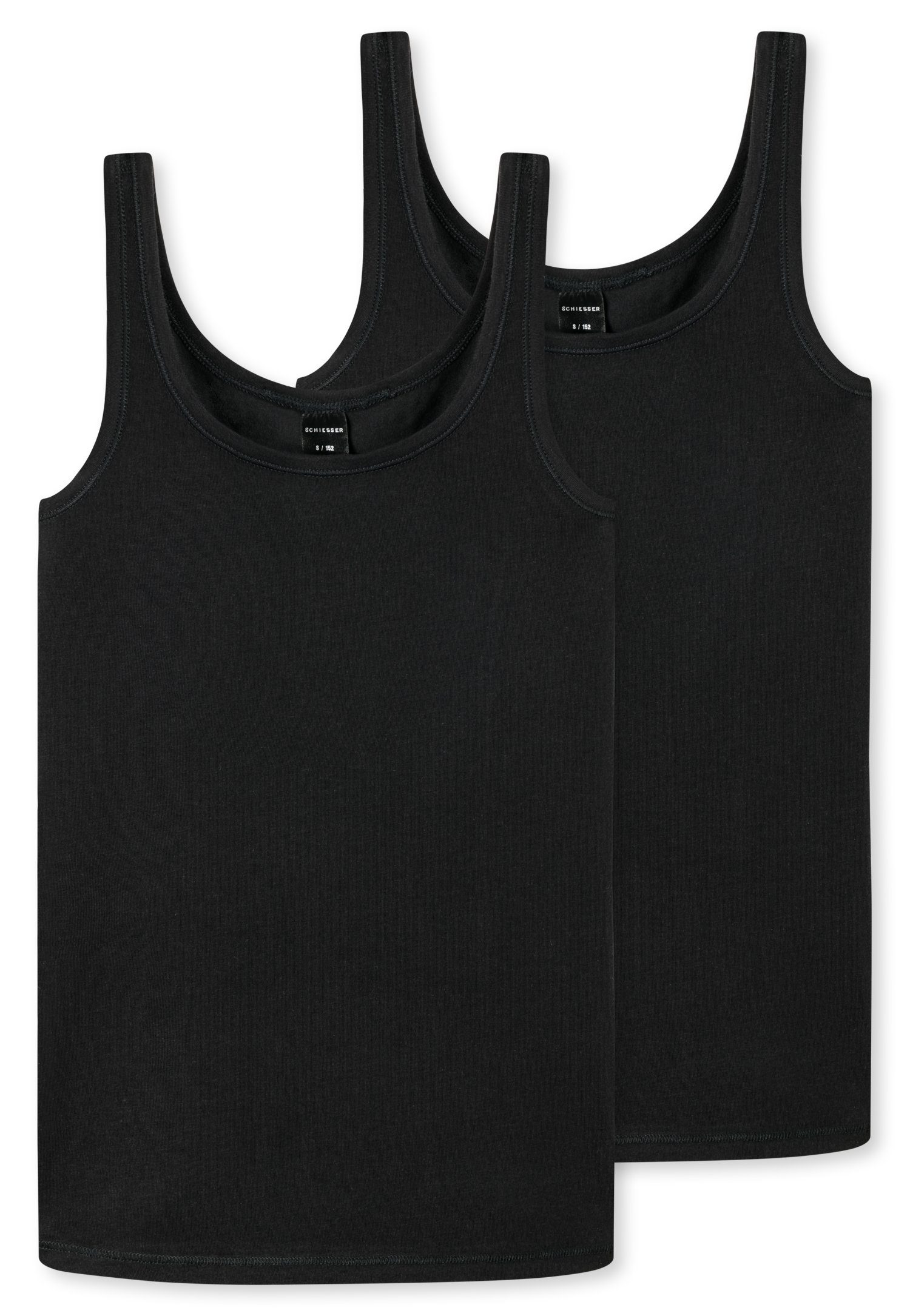 Schiesser Unterhemd (2er-Pack) mit breiten Trägern schwarz