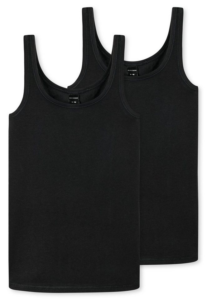 Schiesser Unterhemd (2er-Pack) mit breiten Trägern, Herrlich bequeme,  elastische Single-Jersey-Qualität