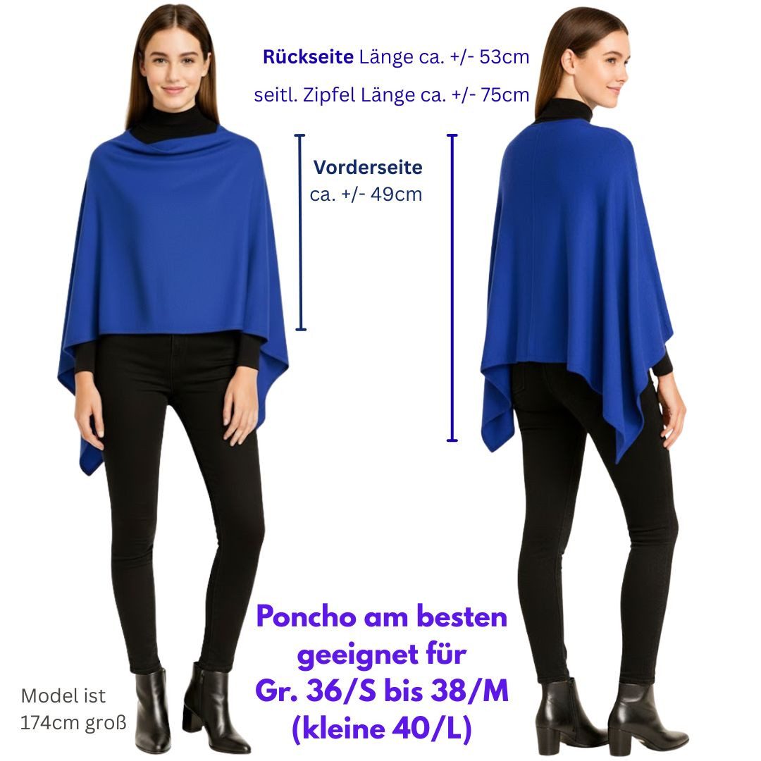 dy_mode Strickponcho Damen Poncho in Unifarben Weiches Strickponcho Cape Herbst Umhang in Unifarbe, Vorne Kurz - Seitlich Lang Schnitt
