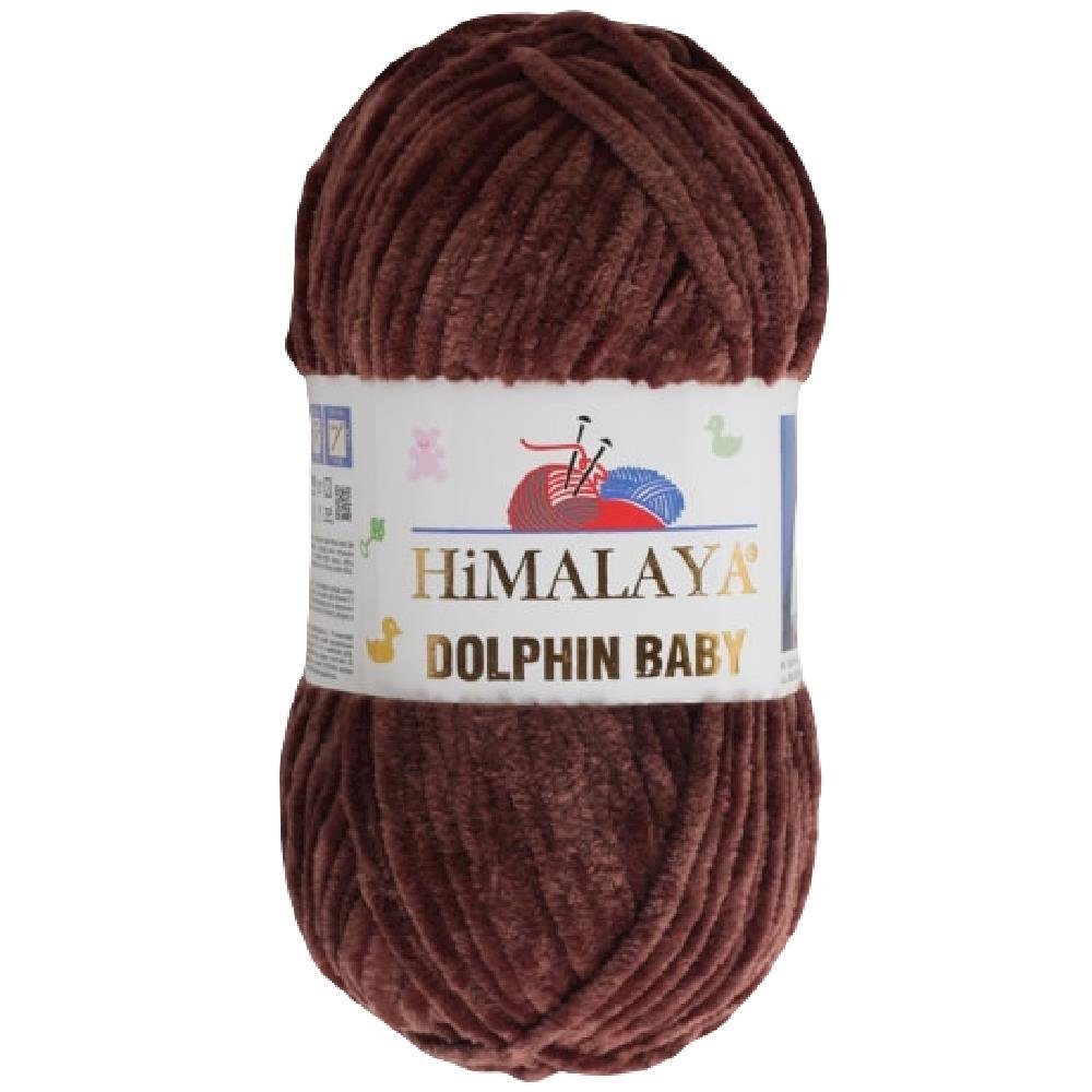 Himalaya Strickfein Himalaya Dolphin Baby Bulky Chenille Garn 80366 - bärbraun Häkelwolle, (1-St)