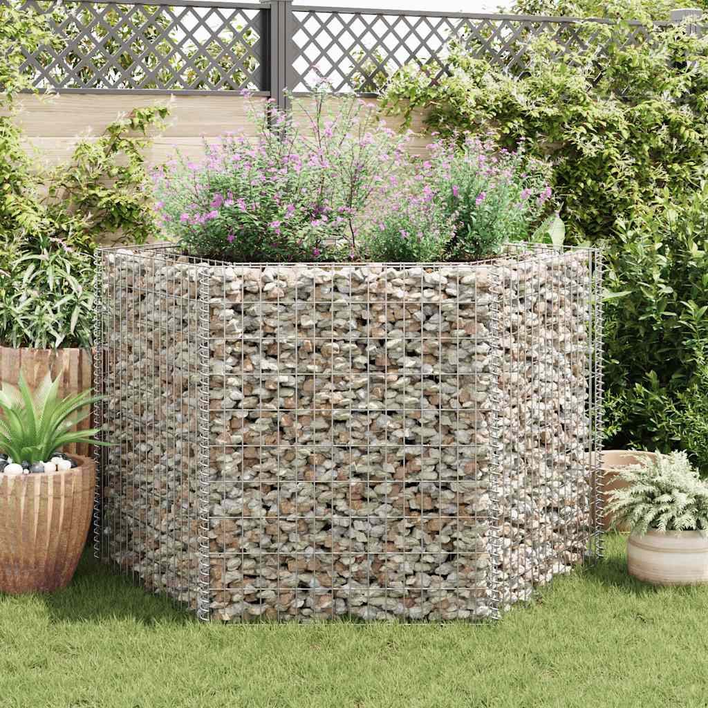 furnicato Hochbeet Gabionen-160x140x100 cm Silber verzinkter Stahl