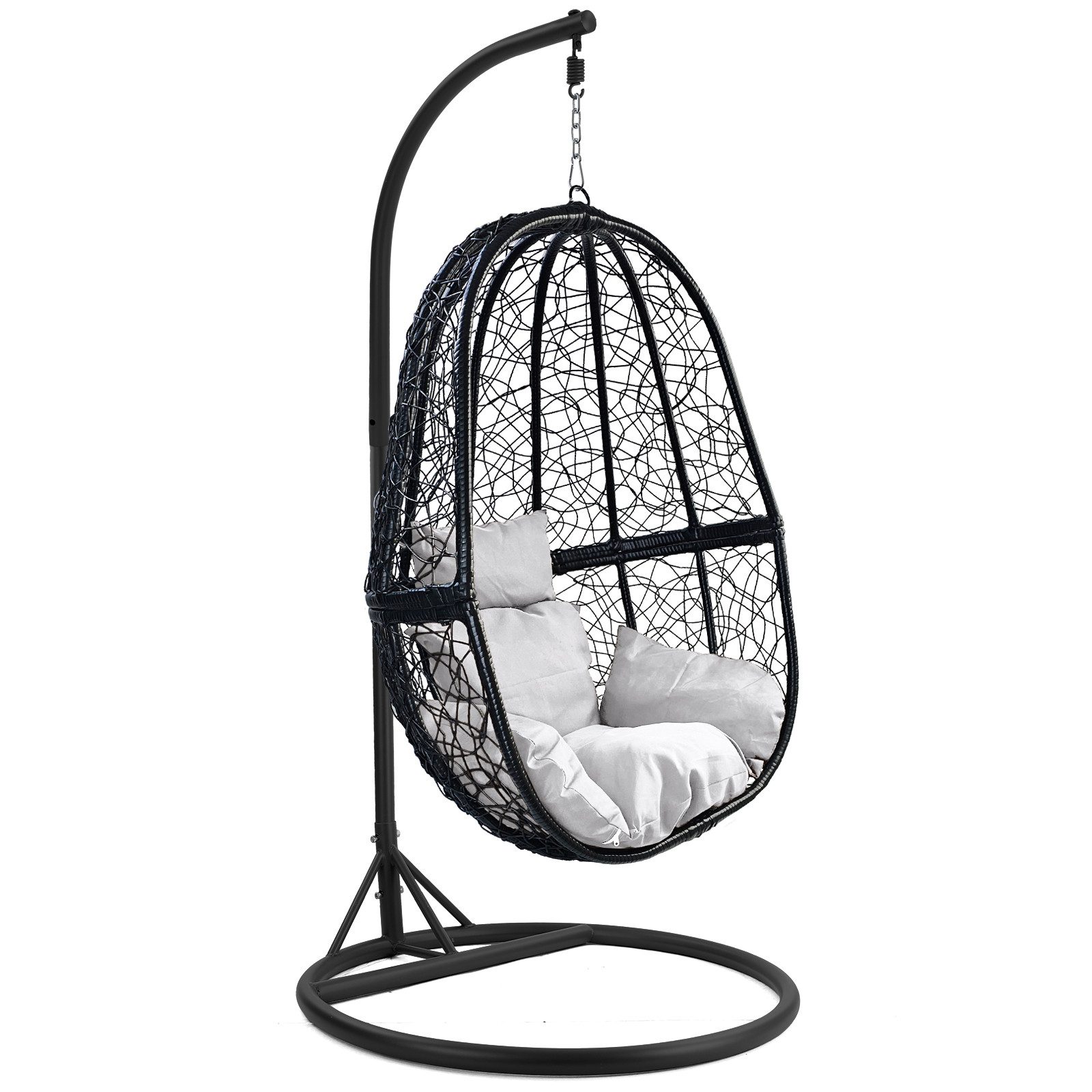 RAMROXX Hängesessel Luxus FUN XL Gestell Schwarz mit Korb Schwarz und Kisse günstig online kaufen