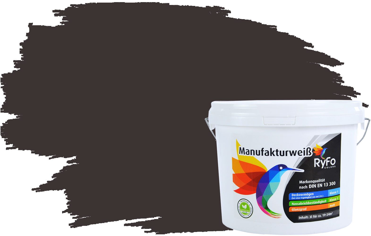 RyFo Colors Wand- und Deckenfarbe Manufakturweiß Grautöne,1 L reicht für ca. 8 m², Deckkraft-/Nassabriebklasse 1, matt, atmungsaktiv, für Innenräume