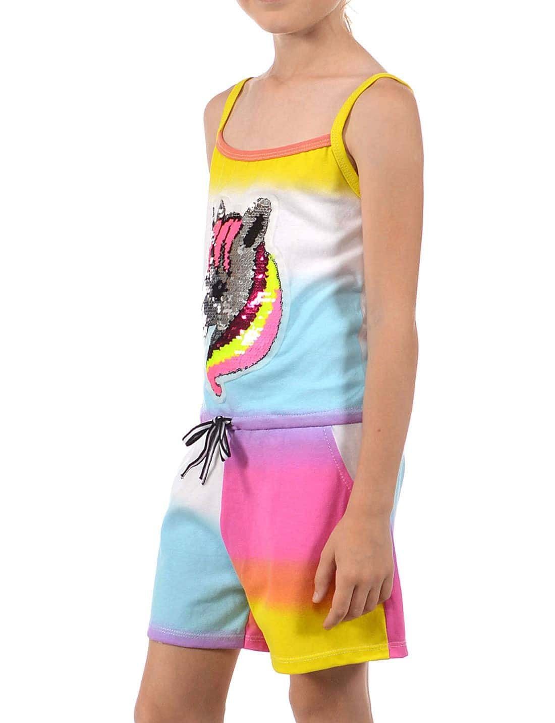 Jumpsuit Mädchen Jumpsuit kurz Wendepailletten Einhorn