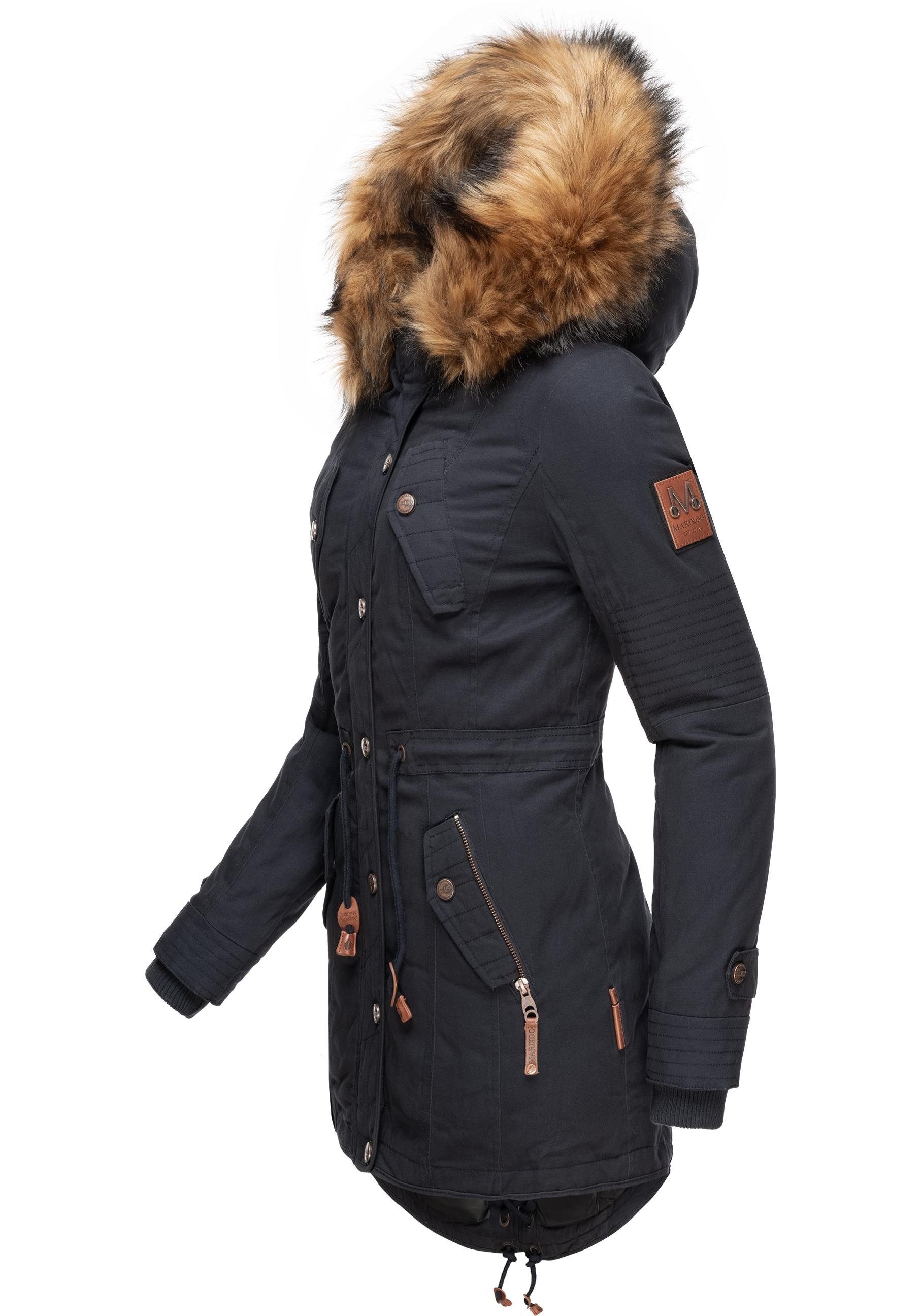 Marikoo Wintermantel La Viva Prc stylischer Winterparka mit abnehmbarem Kunstfell