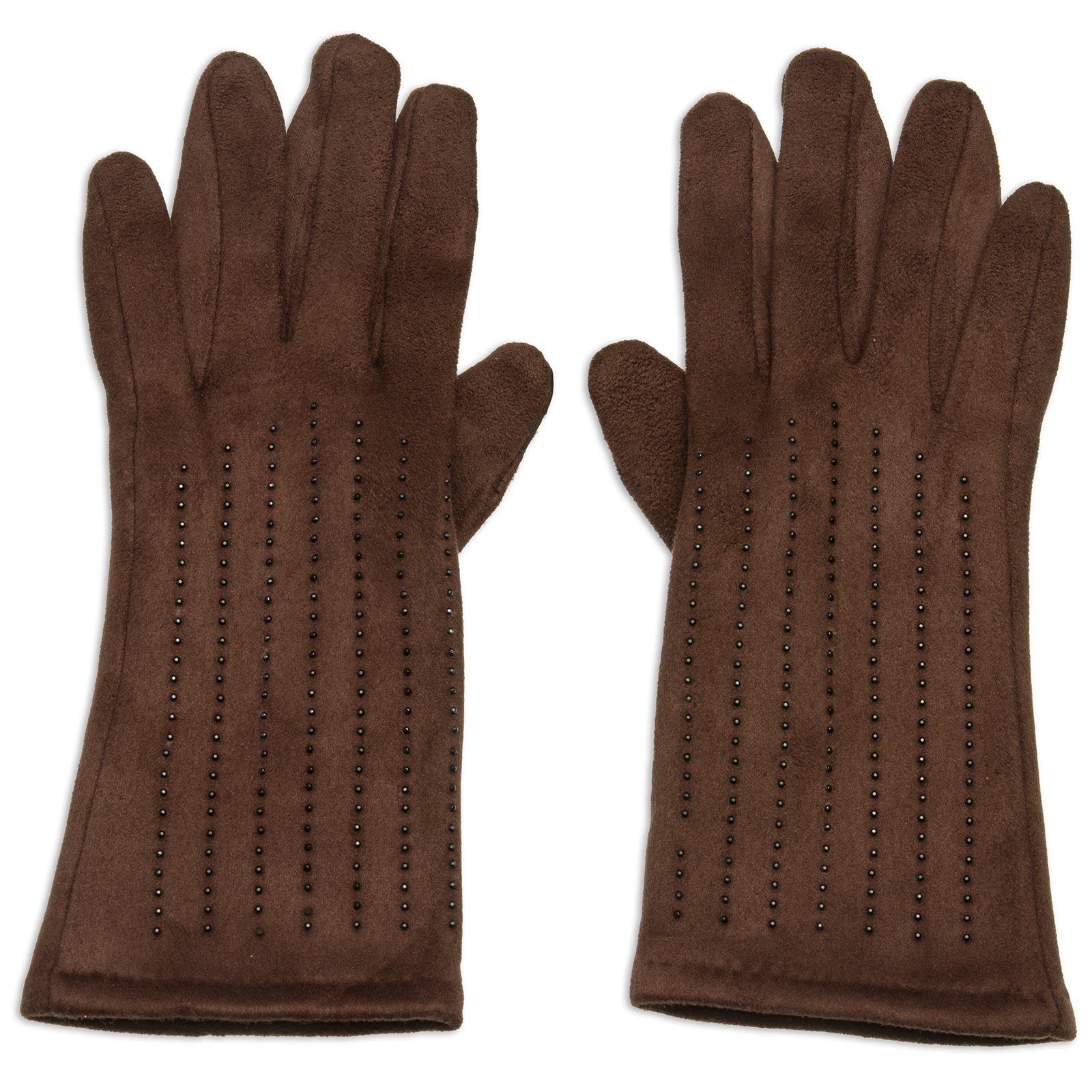 Touchscreen und Strickhandschuhe schwarz GLV011 Funktion klassisch mit Strass elegante Caspar Dekor Damen Handschuhe